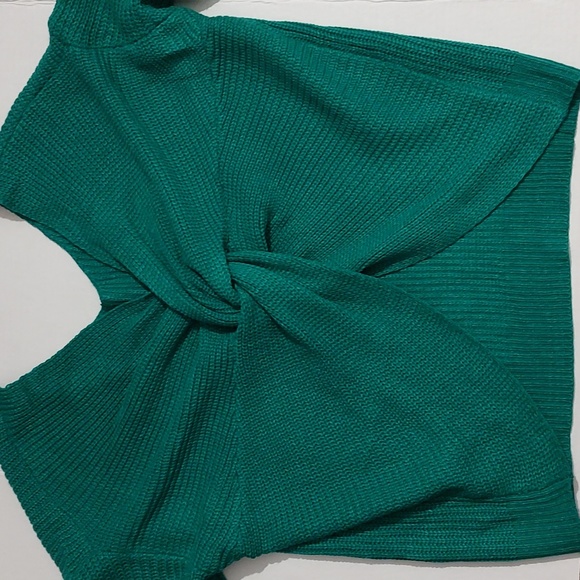 New Green V Neck Main Strip Knit Sweater w/ Knot in Back sz Large - Picture 3 of 6
